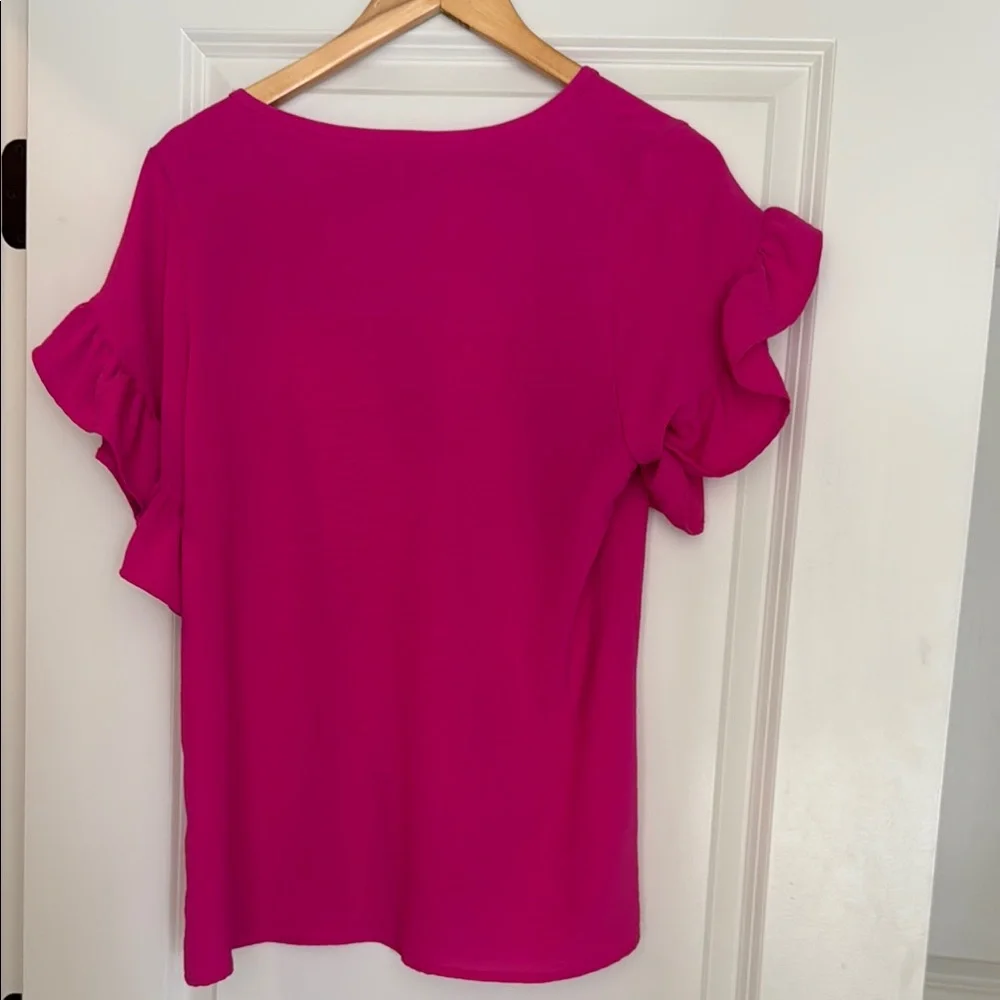 Pink Ruffled Cuffed Sleeve Blouse - Picture 2 of 2